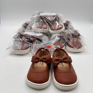 Carters Girls Brown Mary Jane Bow Shoes Reseller Bundle of 6 Walking Size 4 NEW